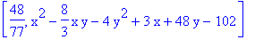 [48/77, x^2-8/3*x*y-4*y^2+3*x+48*y-102]